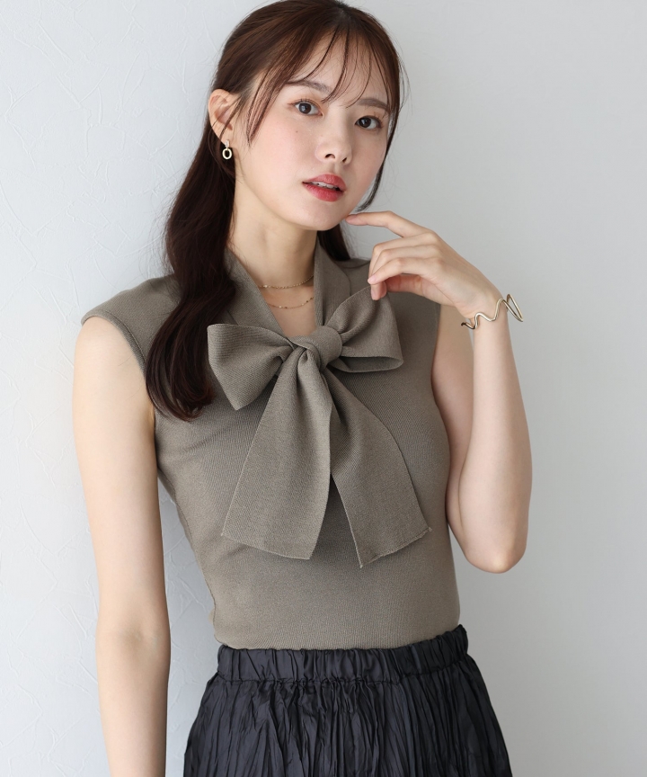 【SALE】ボウタイフレンチニット 【SALE】ボウタイフレンチニット