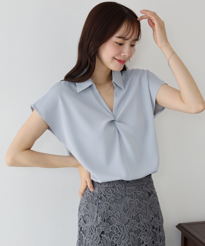 フレンチスリーブフロントクロスブラウス【ネコポス】