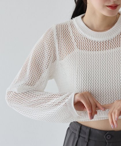 【SALE】メッシュニットトップス