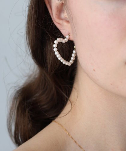 ハートフープパールピアス【ネコポス】 ハートフープパールピアス【ネコポス】