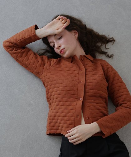 【SALE】スクエアジャガードニットカーディガン 【SALE】スクエアジャガードニットカーディガン