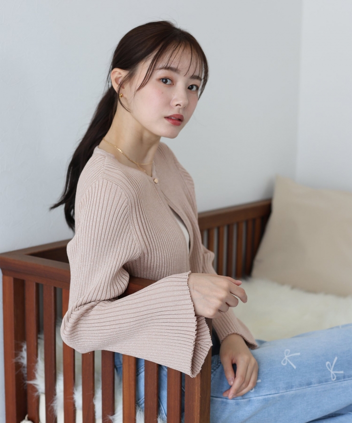 【SALE】2WAYラメニットカーディガン