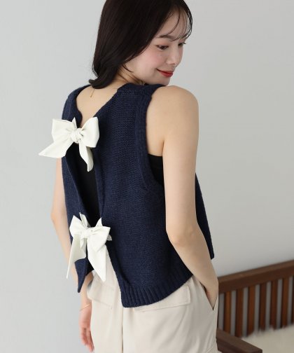 【SALE】リボンニットベスト 【SALE】リボンニットベスト