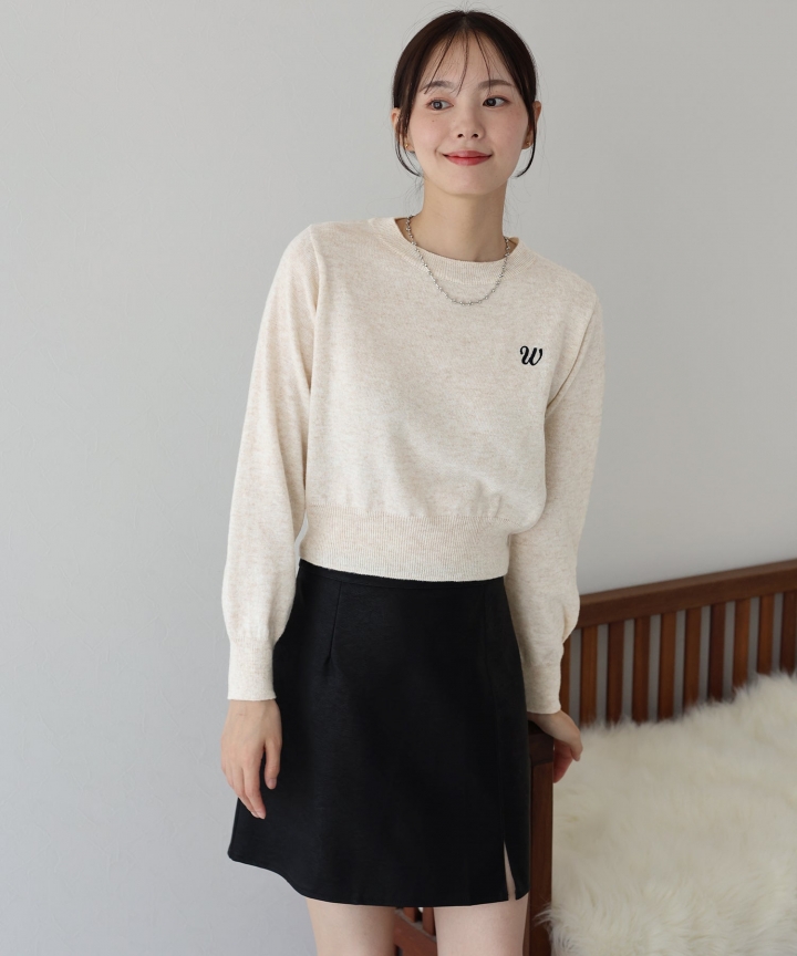 【TIME SALE】ワンポイント刺繍ニット 【TIME SALE】ワンポイント刺繍ニット