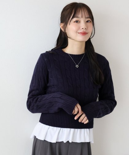 長袖ケーブルニット 長袖ケーブルニット