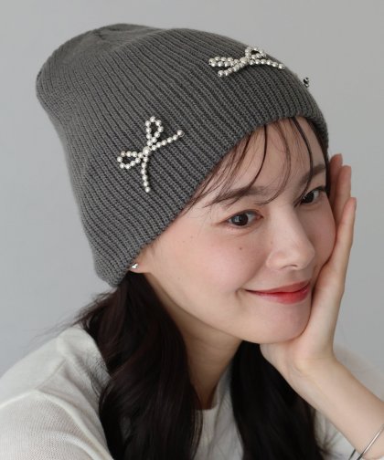 【SALE】シルバービーズリボンビーニー 【SALE】シルバービーズリボンビーニー