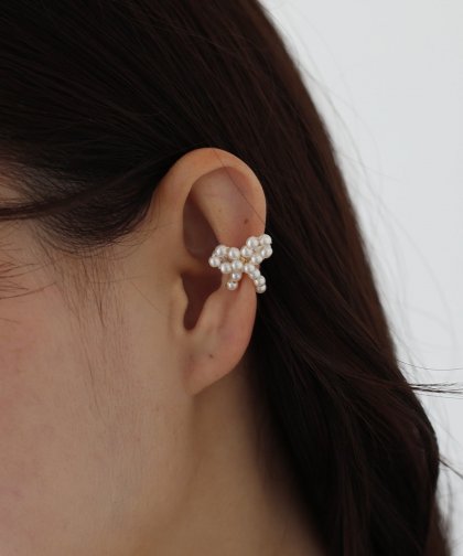 リボンビーズイヤーカフ【ネコポス】