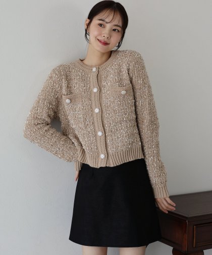 【TIME SALE】ツイード風ニットカーディガン 【TIME SALE】ツイード風ニットカーディガン