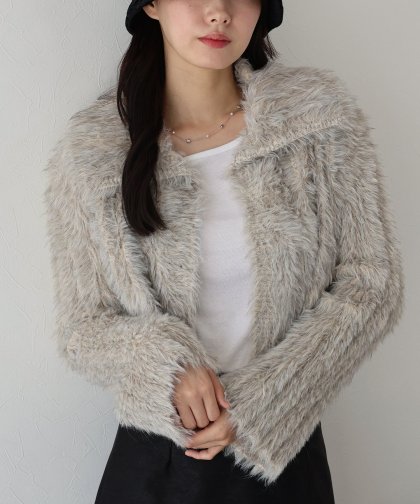 衿付きシャギーカーディガン 衿付きシャギーカーディガン