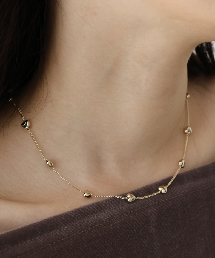 ハートパールステーションネックレス【ネコポス】