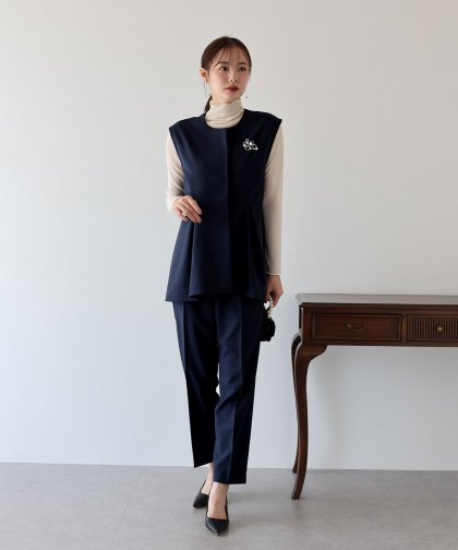 【SALE】ペプラムベスト&テーパードパンツ セレモニー2点セット 【SALE】ペプラムベスト&テーパードパンツ セレモニー2点セット