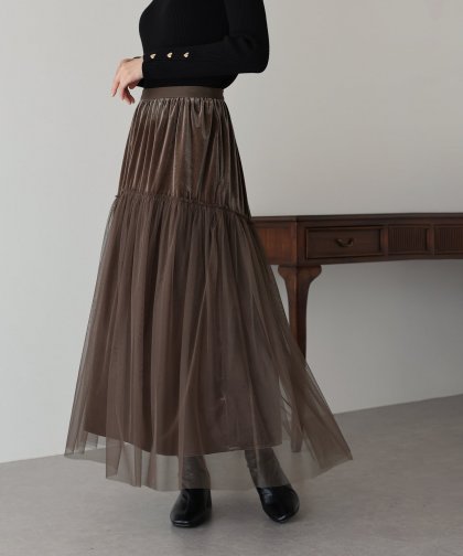 【SALE】チュールベロアティアードスカート 【SALE】チュールベロアティアードスカート