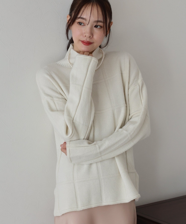 【SALE】ウィンドウペーンチェックニット