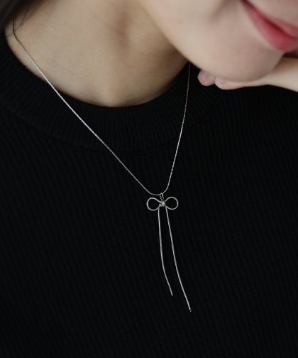 ロングリボンチェーンネックレス / サージカルステンレス【ネコポス】 ロングリボンチェーンネックレス / サージカルステンレス【ネコポス】