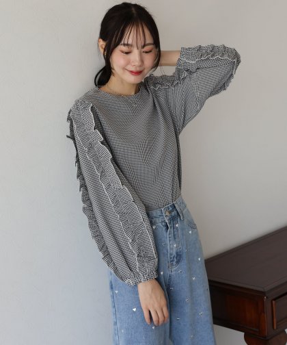【SALE】フリルスリーブブラウス 【SALE】フリルスリーブブラウス
