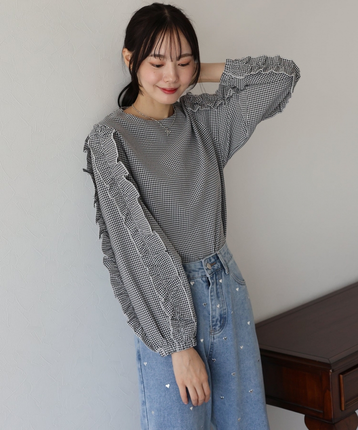 【SALE】フリルスリーブブラウス