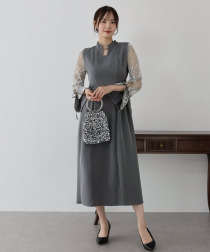 【TIME SALE】フェザーフラワーコクーンドレス 【TIME SALE】フェザーフラワーコクーンドレス