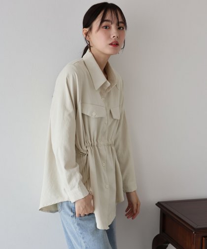 【SALE】ウエストギャザーペプラムシャツ 【SALE】ウエストギャザーペプラムシャツ