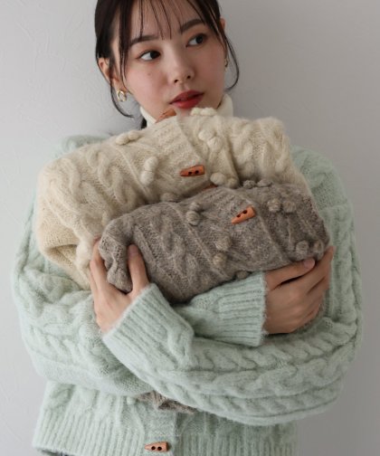 ポップコーンケーブルニットカーディガン ポップコーンケーブルニットカーディガン