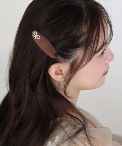 パールリボンベロアピン【ネコポス】 パールリボンベロアピン【ネコポス】