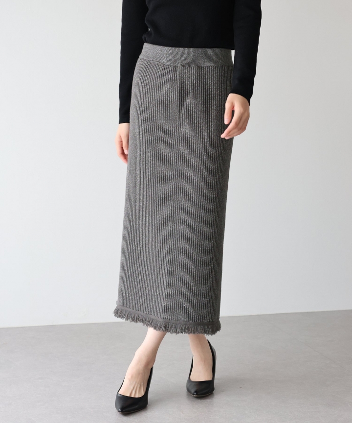 【SALE】ラメニットフリンジスカート
