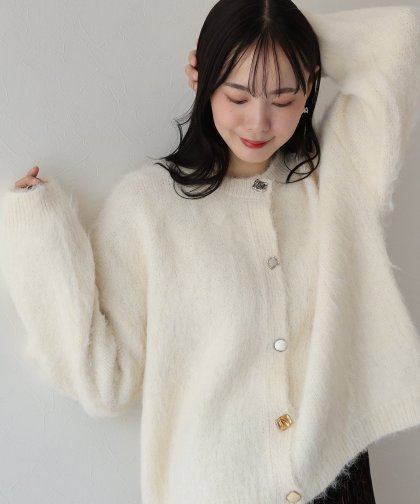 【TIME SALE】アソートボタンシャギーカーディガン 【TIME SALE】アソートボタンシャギーカーディガン