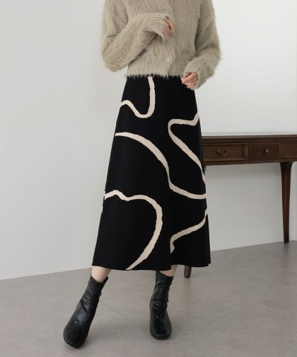 【SALE】ラインジャガードニットスカート 【SALE】ラインジャガードニットスカート