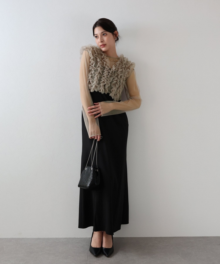 【TIME SALE】フリルチュールセットパーティードレス