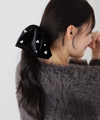 ビジューフリルベロアシュシュ ビジューフリルベロアシュシュ