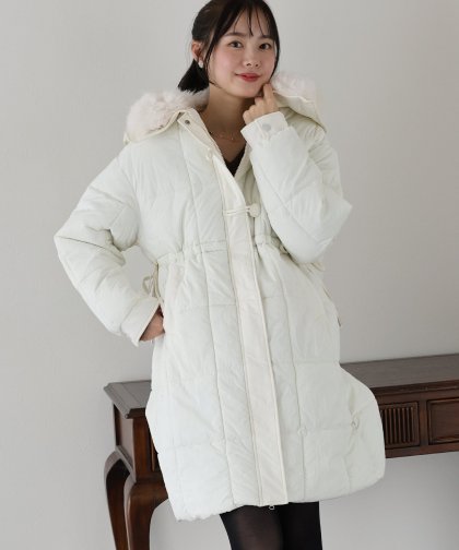 【TIME SALE】ウェストマークファー衿ロングダウン 【TIME SALE】ウェストマークファー衿ロングダウン