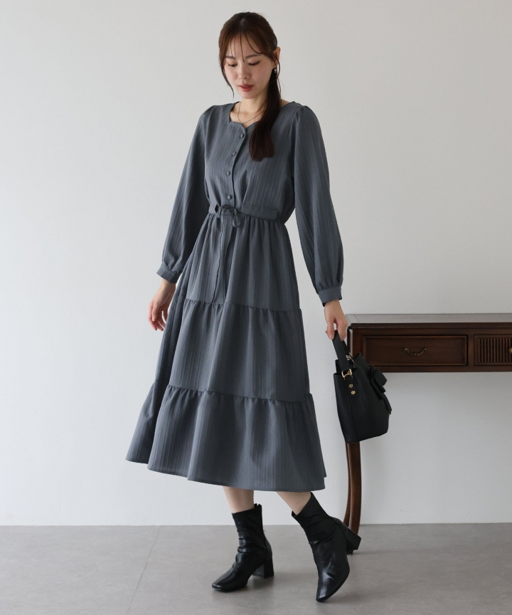 ハートネックティアードワンピース