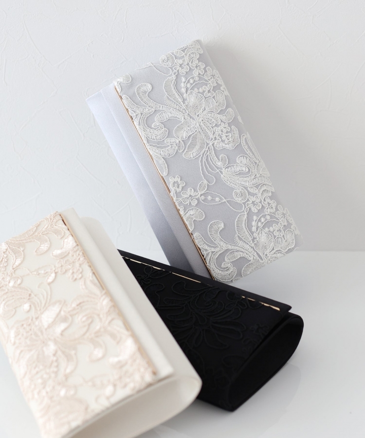 刺繍レースクラッチバッグ