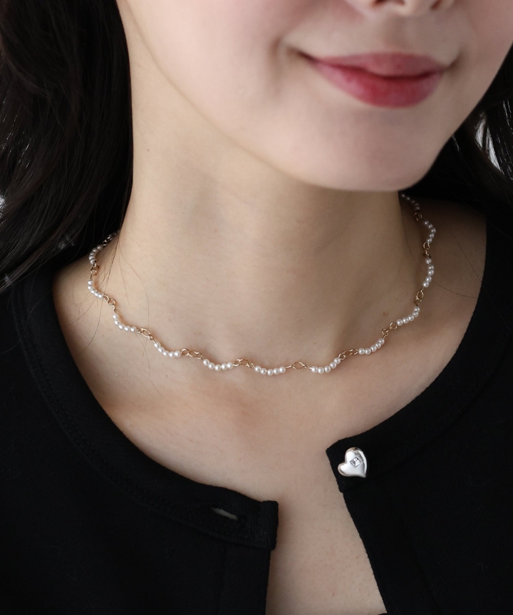 カーブパールネックレス / ニッケルフリー【ネコポス】