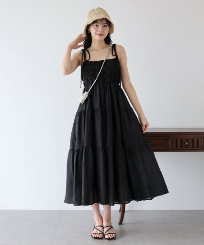 【TIME SALE】シャーリングキャミワンピース 【TIME SALE】シャーリングキャミワンピース