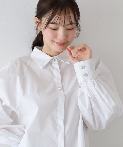 【SALE】ビジューハートボタンブラウス【ネコポス】 【SALE】ビジューハートボタンブラウス【ネコポス】