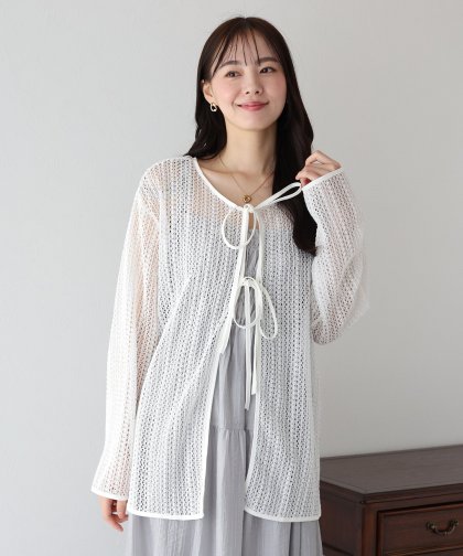 【SALE】ダブルリボンメッシュカーディガン 【SALE】ダブルリボンメッシュカーディガン