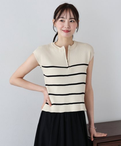 【SALE】ハーフジップボーダーニット【ネコポス】 【SALE】ハーフジップボーダーニット【ネコポス】