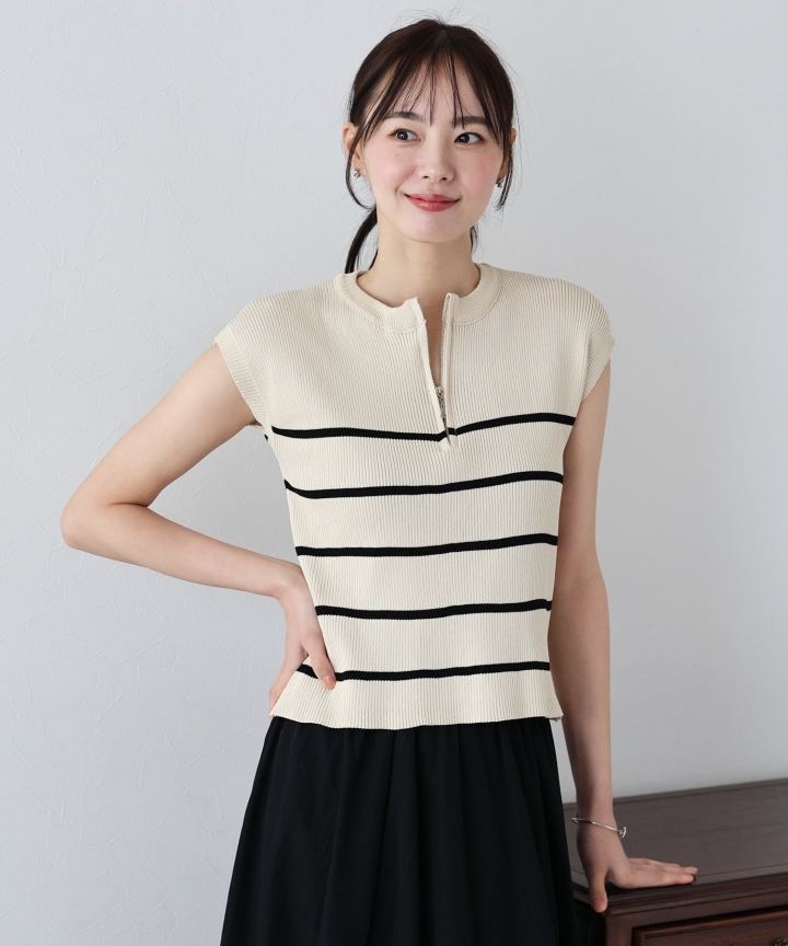 【SALE】ハーフジップボーダーニット【ネコポス】 【SALE】ハーフジップボーダーニット【ネコポス】