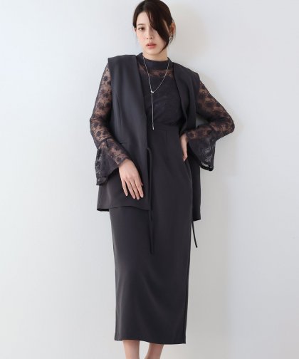 【SALE】レースドッキングワンピース?ジレセットアップ 【SALE】レースドッキングワンピース?ジレセットアップ