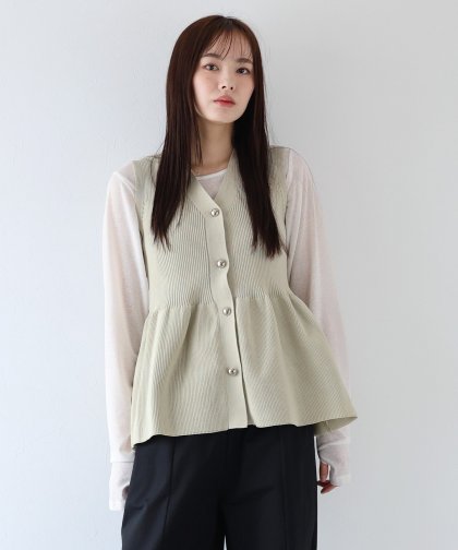 【SALE】ペプラムニットベスト[J by blue]