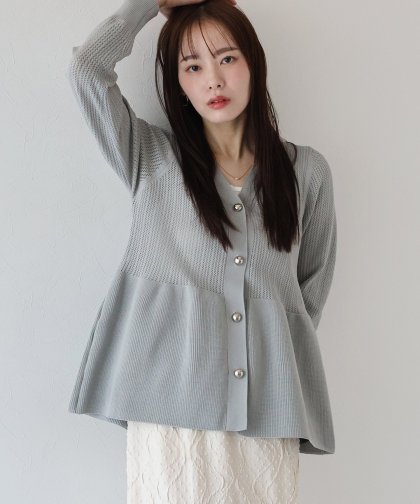 【SALE】メッシュペプラムカーディガン[J by blue]