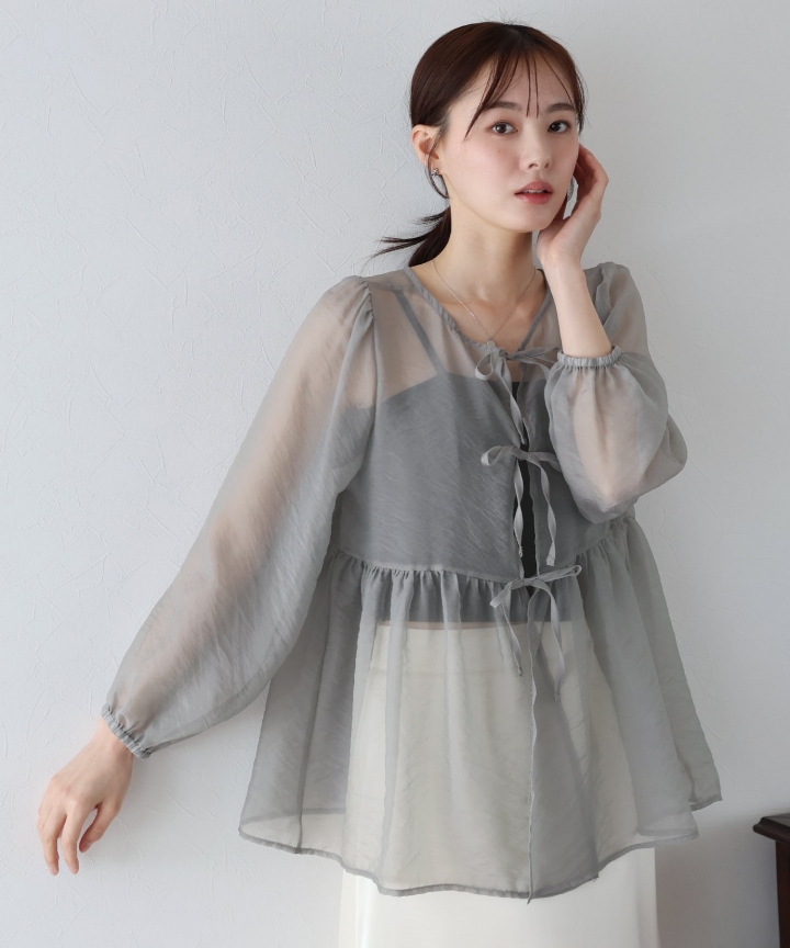 【SALE】シアーペプラムブラウス【ネコポス】