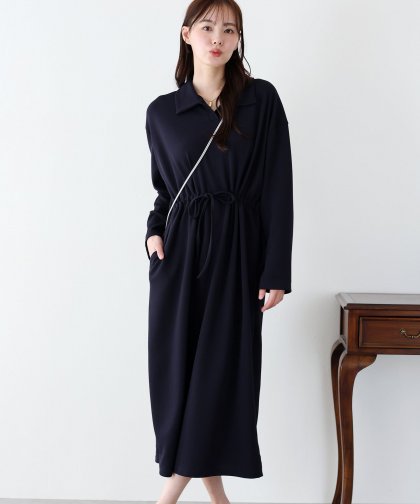 【SALE】ポロ衿ドロストワンピース