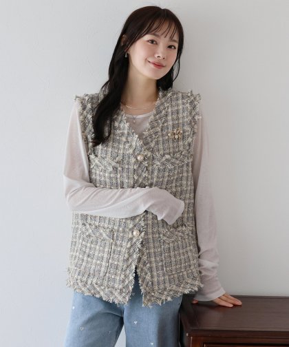 【TIME SALE】フリンジツイードジレベスト 【TIME SALE】フリンジツイードジレベスト