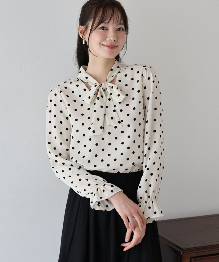 ドットボウタイブラウス【ネコポス】 ドットボウタイブラウス【ネコポス】