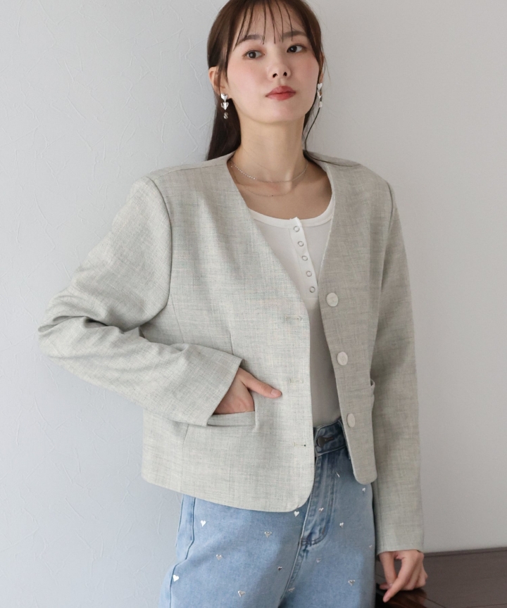 【TIME SALE】Vネックショート丈ジャケット