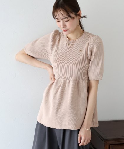 【SALE】チャーム付きペプラムリブニット 【SALE】チャーム付きペプラムリブニット