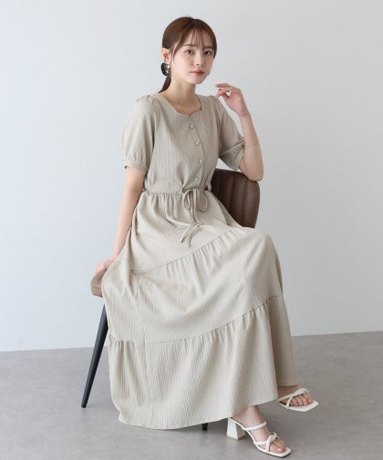 【TIME SALE】ハートネックティアード半袖ワンピース 【TIME SALE】ハートネックティアード半袖ワンピース