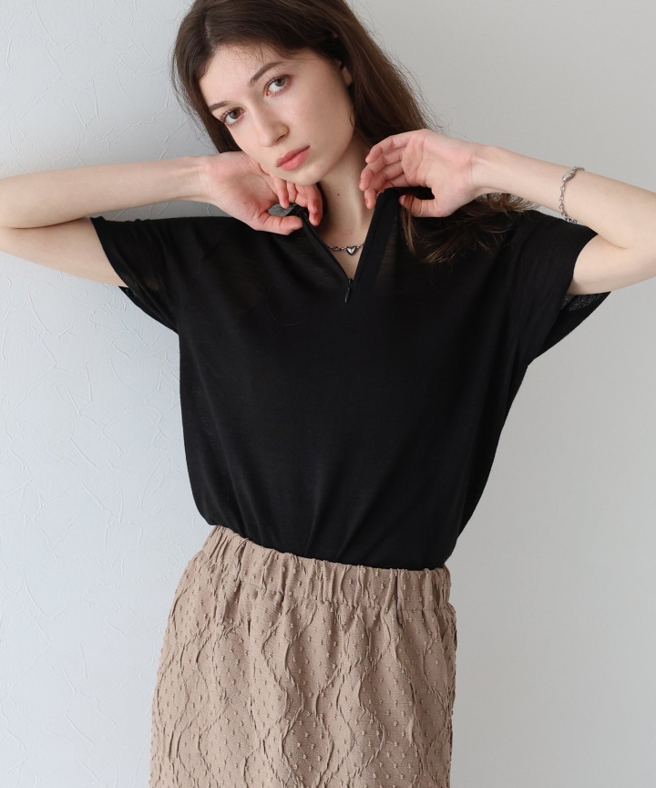 【SALE】ハーフジップポロニット[J by blue]【ネコポス】