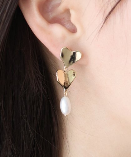 2連ハートピアス / ニッケルフリー【ネコポス】 2連ハートピアス / ニッケルフリー【ネコポス】